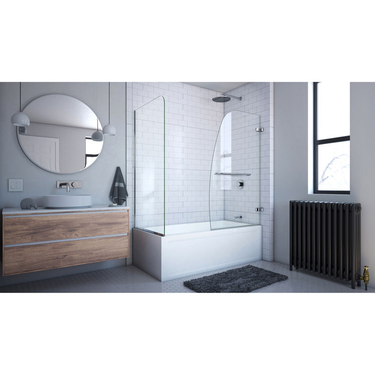 Aqua Uno 60" Clear Glass Frameless Hinged Tub Door