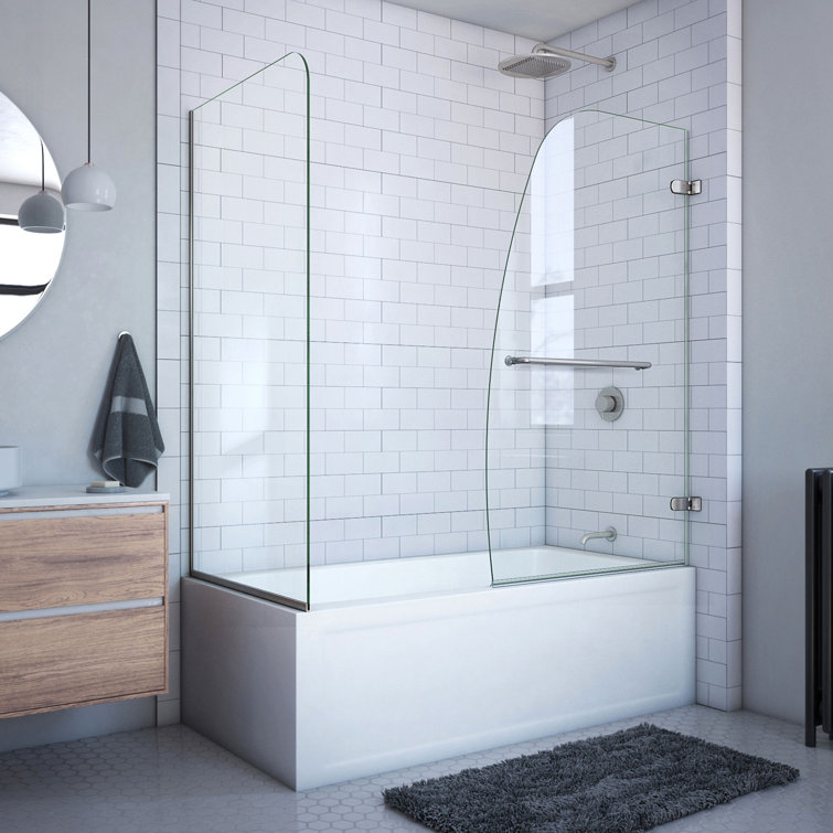 Aqua Uno 60" Clear Tempered Glass Frameless Hinged Tub Door