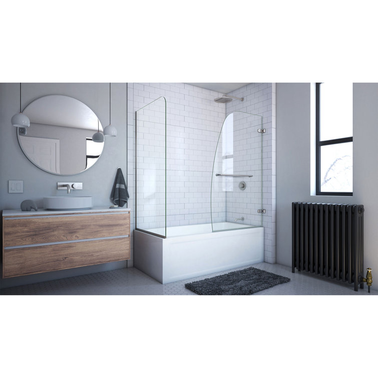 Aqua Uno 60" Clear Tempered Glass Frameless Hinged Tub Door
