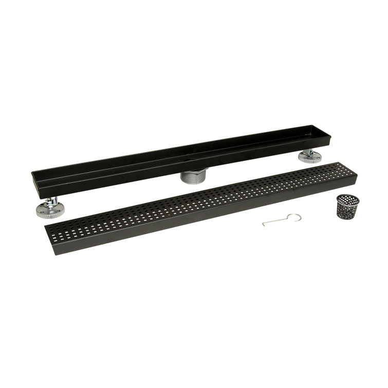 Matte Black Stainless Steel Linear Shower Drain Cover, 24 Inches