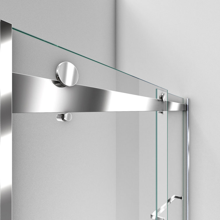 Essence Frameless Clear Glass Sliding Shower Door with Brushed Nickel Hardware
