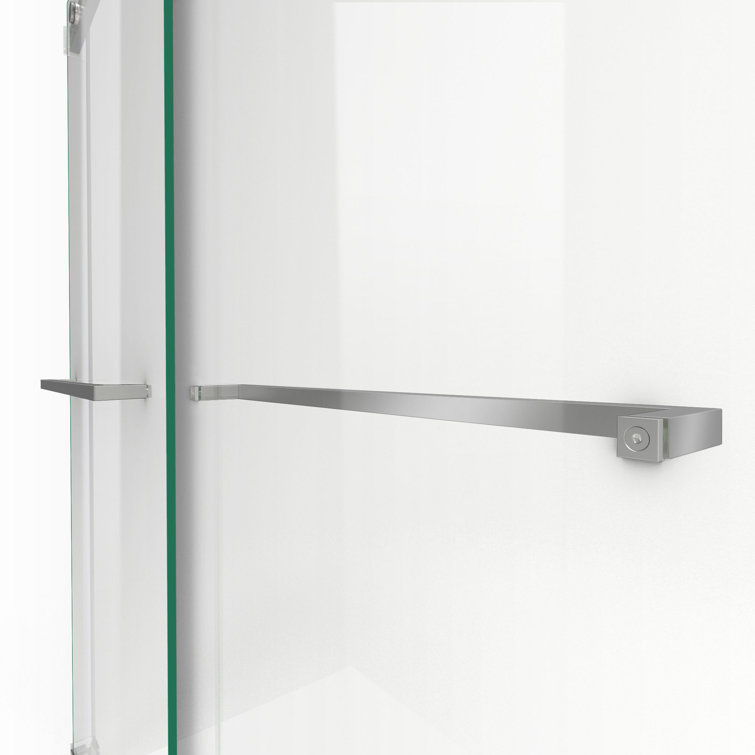 Essence Frameless Brushed Nickel Sliding Shower Door with Clear Glass