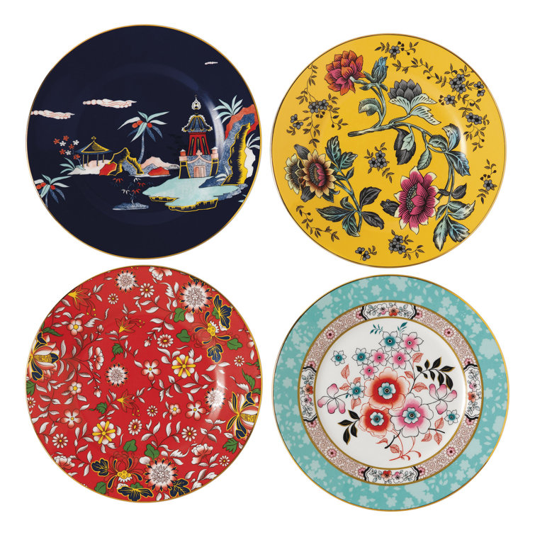 Wonderlust 8" Multicolor Porcelain Dessert Plate Set