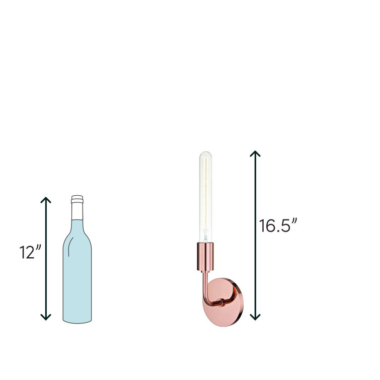 Polished Copper Dimmable Single Light Wall Sconce