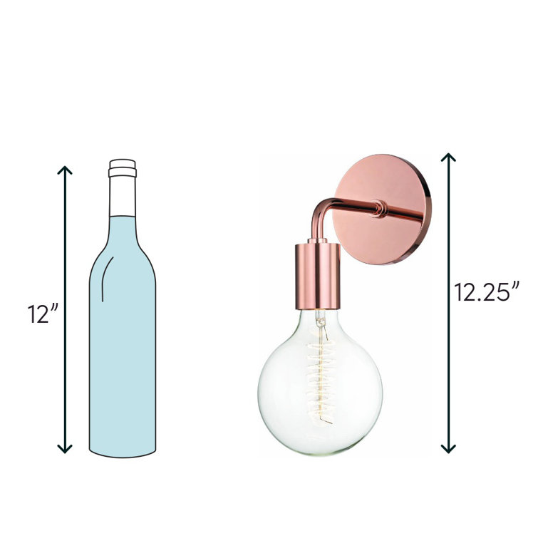 Polished Copper Single Light Dimmable Wall Sconce