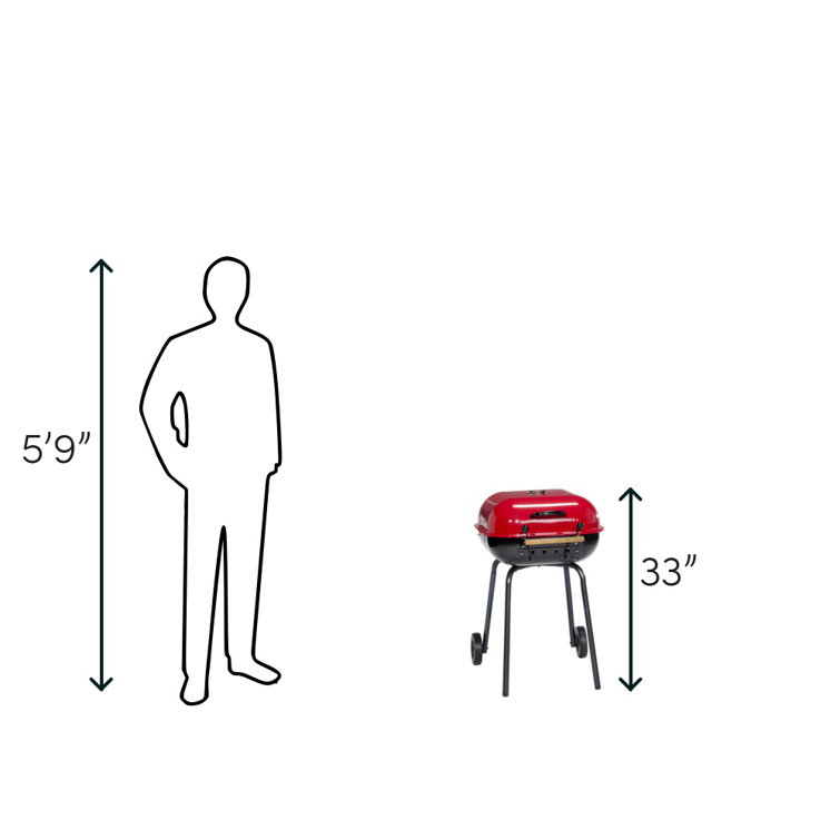 Americana Red and Black 25'' Charcoal Grill with Wheels