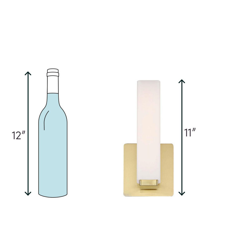 Vogue Transitional LED Armed Sconce in Brushed Brass with Frosted Glass