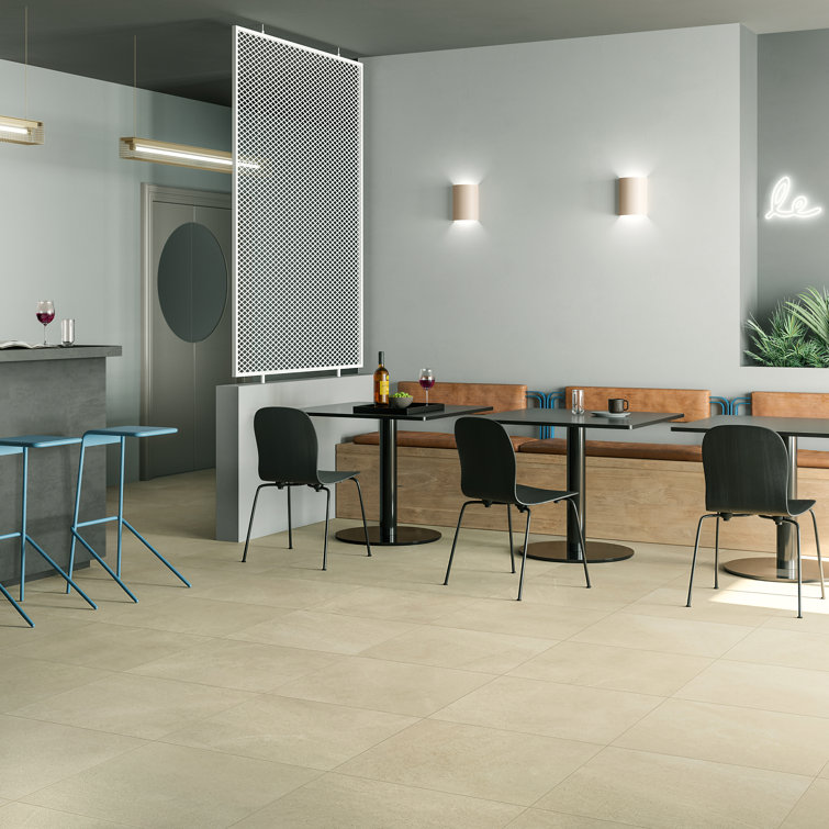 Large Format Beige Porcelain Stone Look Wall & Floor Tile