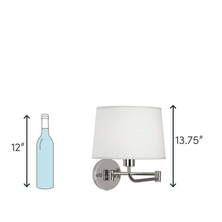 Aged Brass Swing Arm Sconce with Linen Shade