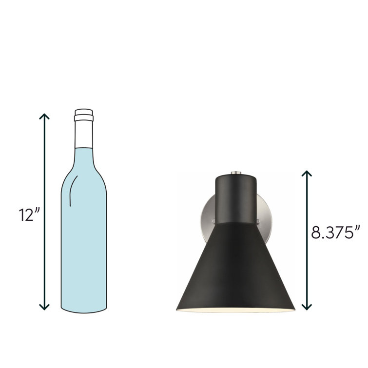 Black Steel Single Light Dimmable Cone Sconce