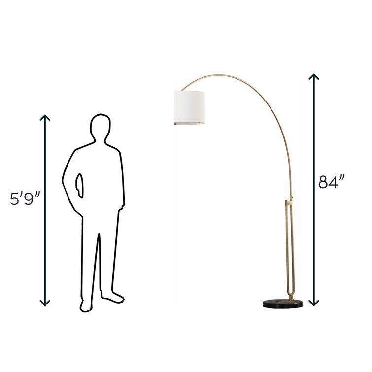 Elegant 84'' Antique Gold Arc Floor Lamp with White Cotton Shade