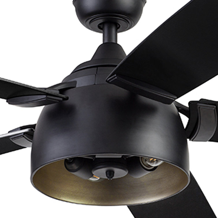 Octavia 52" Matte Black Industrial Ceiling Fan with LED Lights & Remote