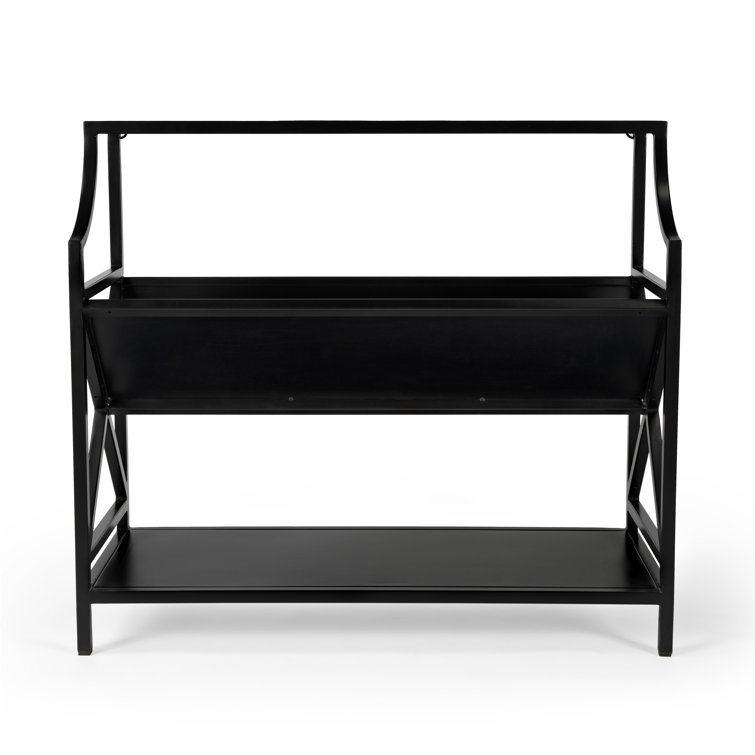 Keats 36" Black Iron 2-Tier Library Bookcase