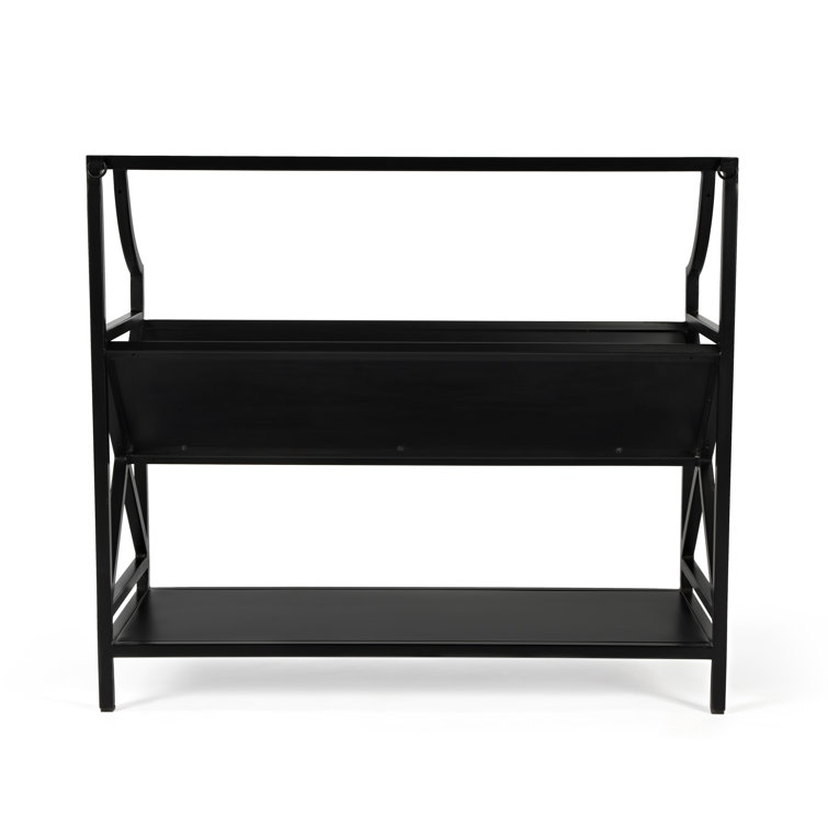 Keats 36" Black Iron 2-Tier Library Bookcase