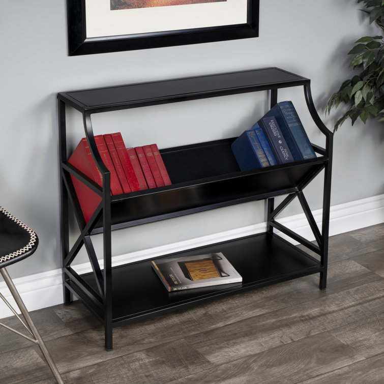 Keats 36" Black Iron 2-Tier Library Bookcase