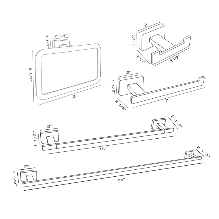 Chicago Black Metal 5-Piece Bathroom Hardware Set