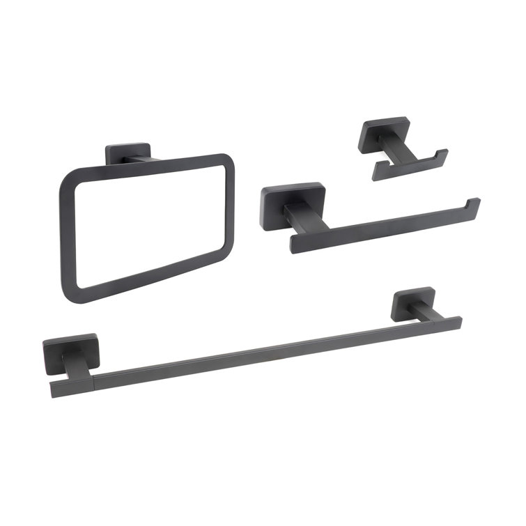 Chicago Series Black Metal 4-Piece Bathroom Hardware Set