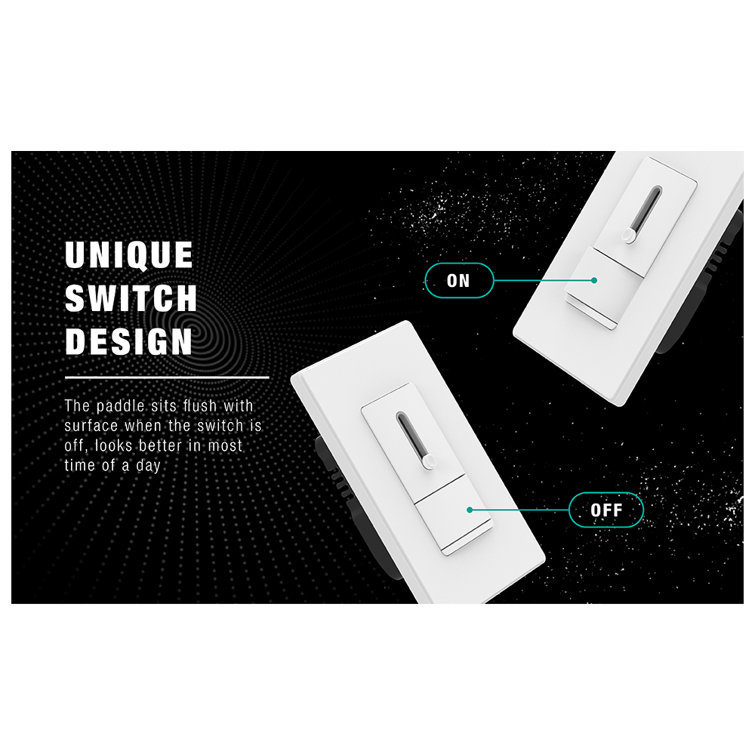 White Thermoplastic Double Pole Dimmer with Wall Plate