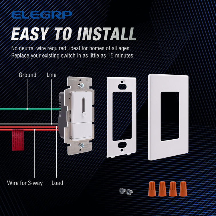White Thermoplastic Double Pole Dimmer with Wall Plate