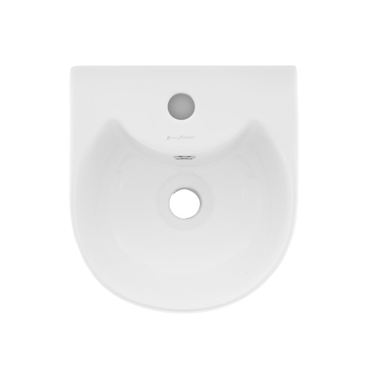 White Glossy Ceramic Pedestal Bathroom Sink