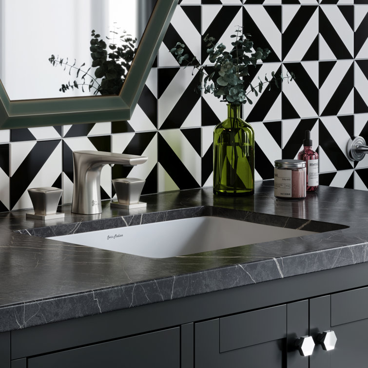Plaisir White Ceramic Rectangular Under-Mount Bathroom Sink