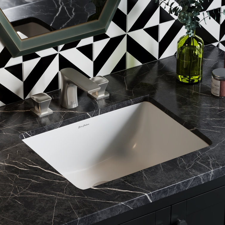 Plaisir White Ceramic Rectangular Under-Mount Bathroom Sink