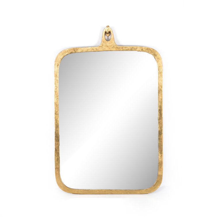 Gold Leaf Rectangular Wall Mirror with Hook