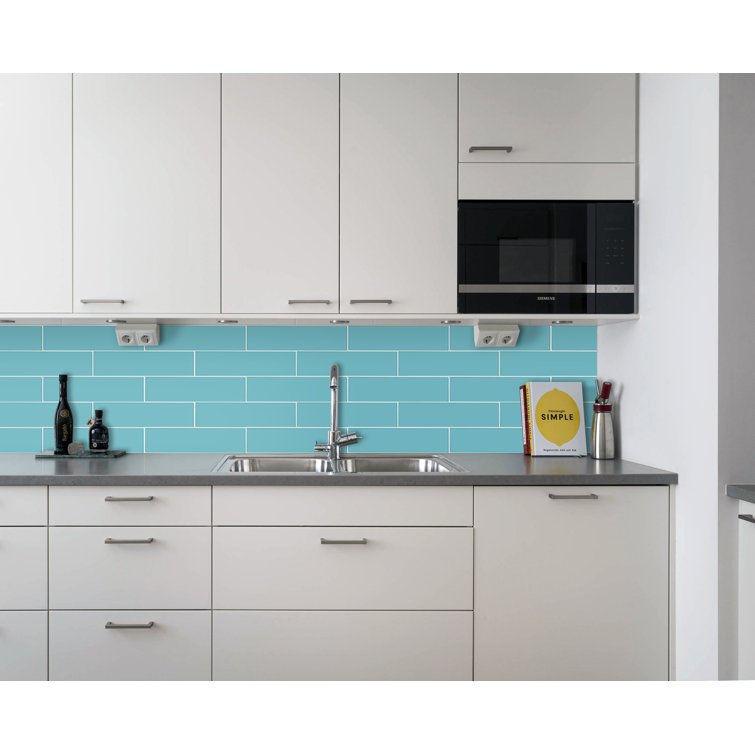 Aqua Blue 3" x 12" Polished Glass Subway Tile