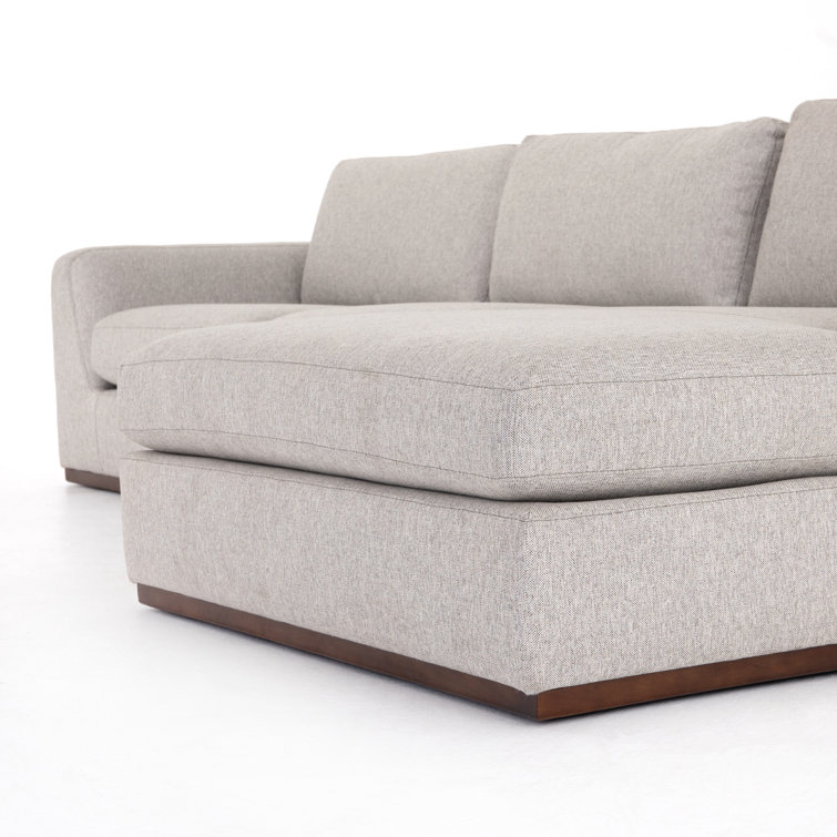 Aldred Silver Linen Blend L-Shaped Sectional Sofa