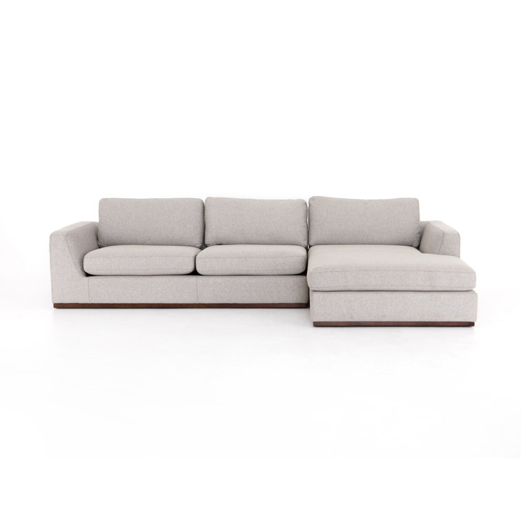 Aldred Silver Linen Blend L-Shaped Sectional Sofa