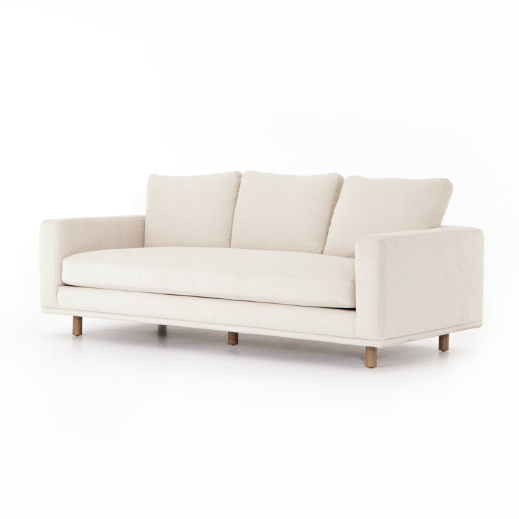 Centrale Bonnell Ivory 85" Modern Stationary Sofa with Track Arms