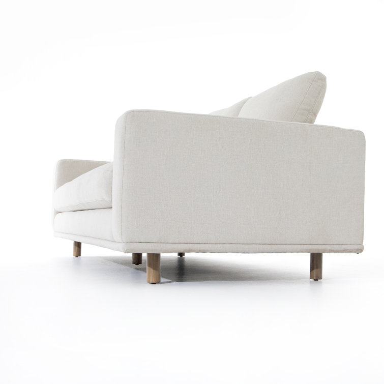 Centrale Bonnell Ivory 85" Modern Stationary Sofa with Track Arms