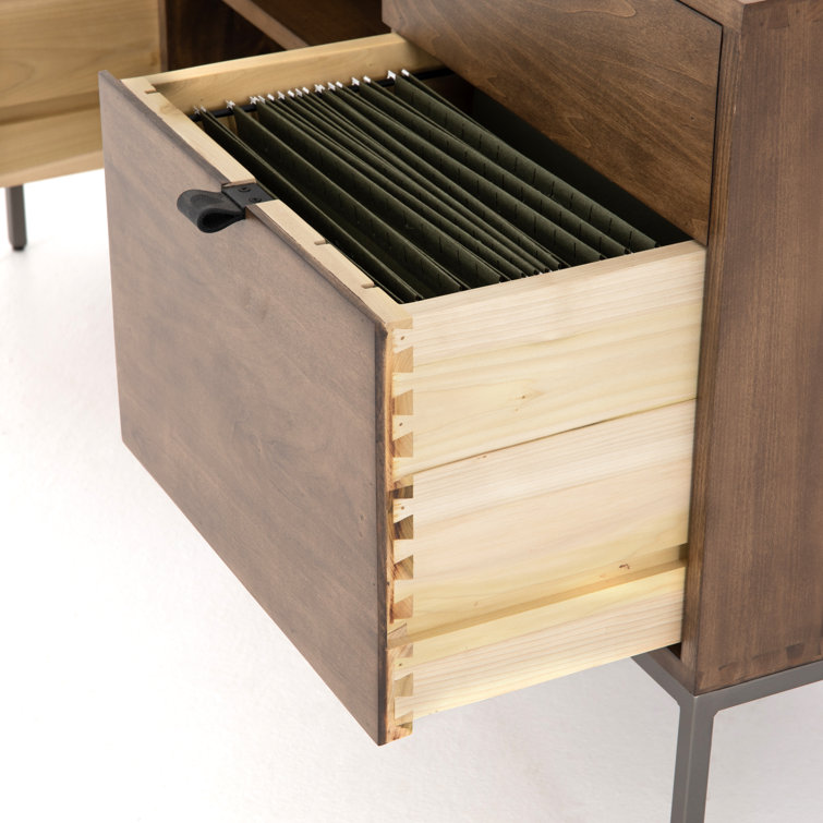 Auburn Poplar Contemporary Home Office Desk with 4 Drawers