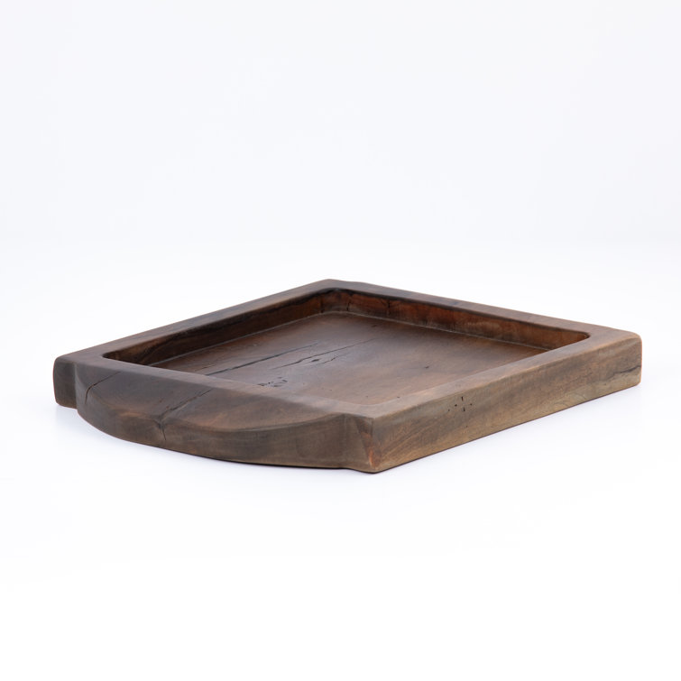 Lylah Ochre Reclaimed Wood Square Decorative Tray