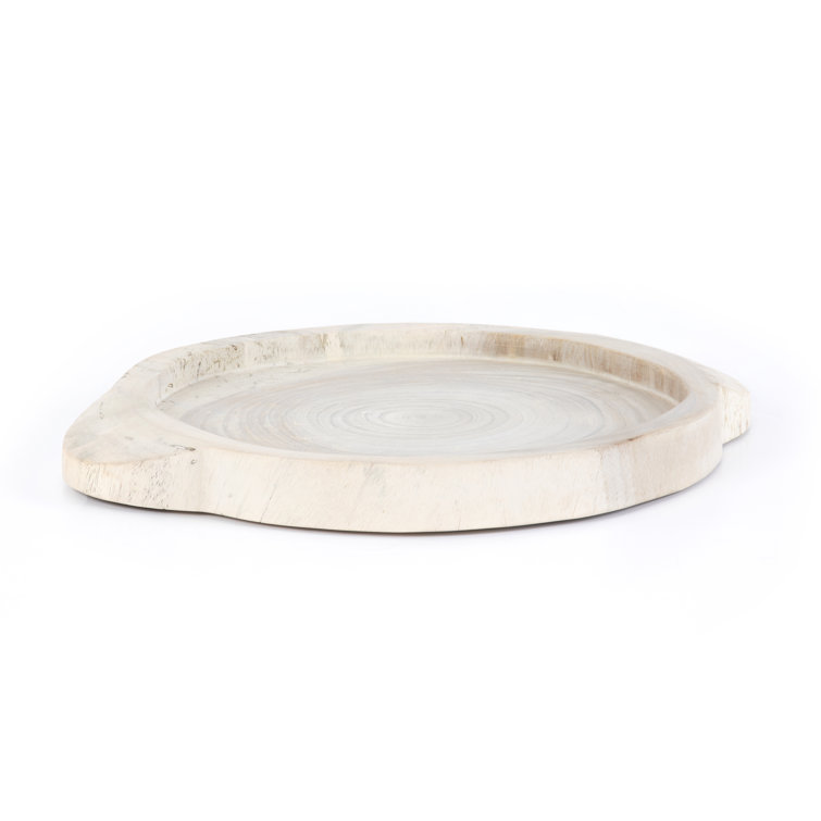 Ivory Reclaimed Wood Round Decorative Tray