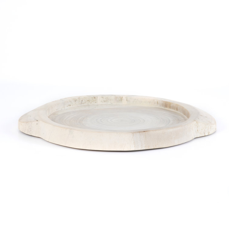 Ivory Reclaimed Wood Round Decorative Tray