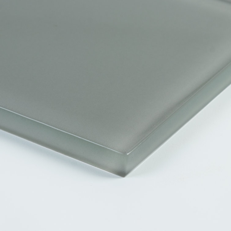 Premium Soft Gray Polished Glass Subway Tile 3" x 9"