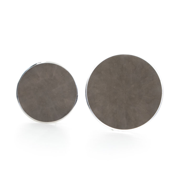 Gray and Stainless Steel Round Nesting Coffee Tables with Resin Top
