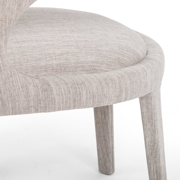 Savile Flannel Gray Upholstered Arm Chair with Wood & Cane Accents