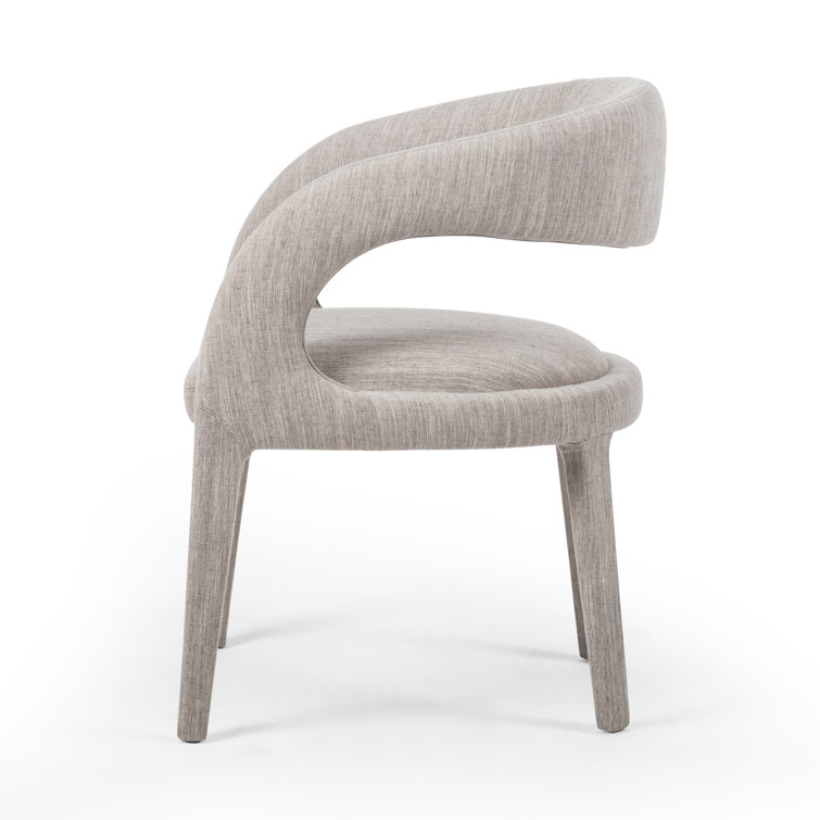 Savile Flannel Gray Upholstered Arm Chair with Wood & Cane Accents