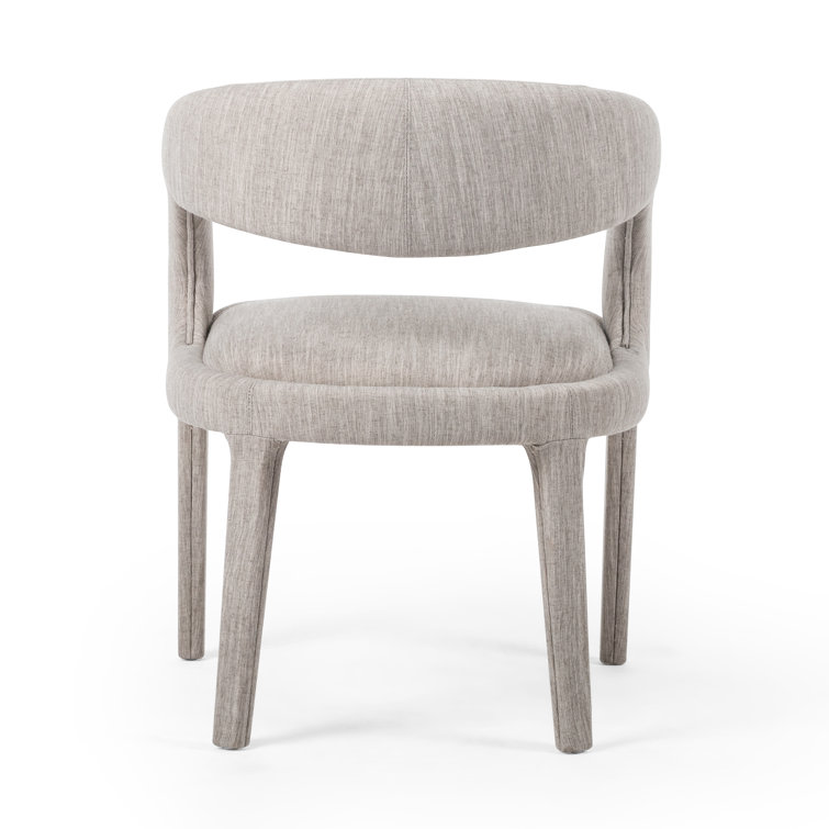 Savile Flannel Gray Upholstered Arm Chair with Wood & Cane Accents