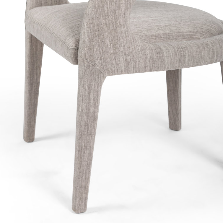 Savile Flannel Gray Upholstered Arm Chair with Wood & Cane Accents