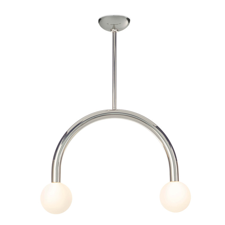 Modern Playful 2-Light Globe Pendant in Polished Nickel