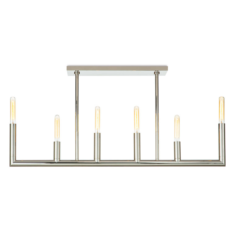 Elegant Wolfe 6-Light Polished Nickel Linear Chandelier