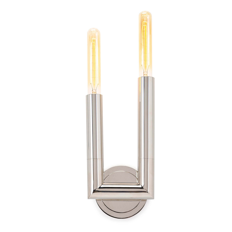 Elegant Polished Nickel 2-Light Dimmable Wall Sconce