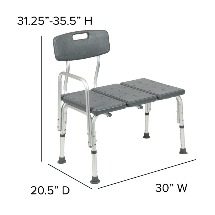 Hercules 300 Lb. Adjustable Gray Plastic Bath & Shower Transfer Bench