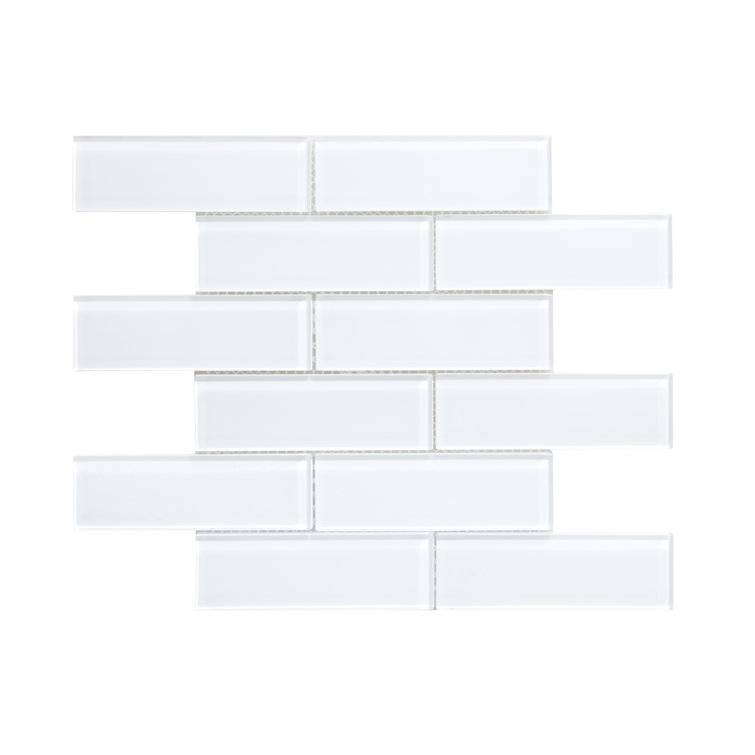 Super White Glossy Glass Subway Mosaic Tile
