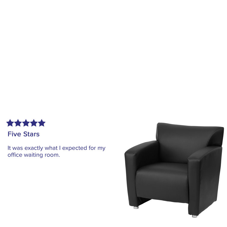Sustainably Sourced Black Leather Wood Accent Chair