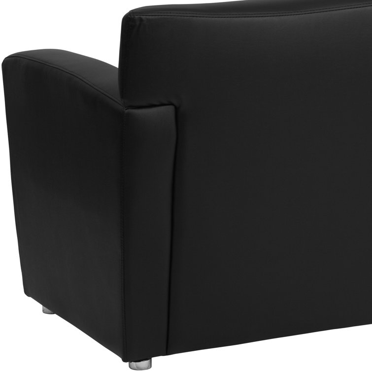 Sustainably Sourced Black Leather Wood Accent Chair