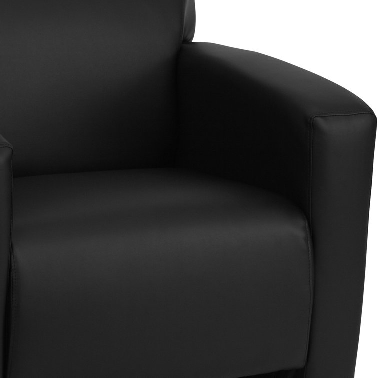 Sustainably Sourced Black Leather Wood Accent Chair